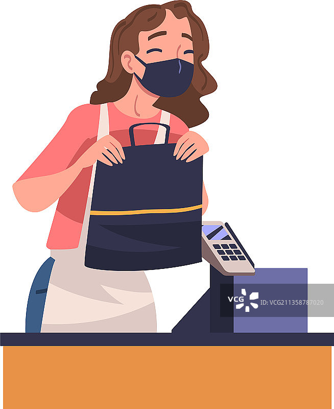 在超市或食品店收银的女人图片素材