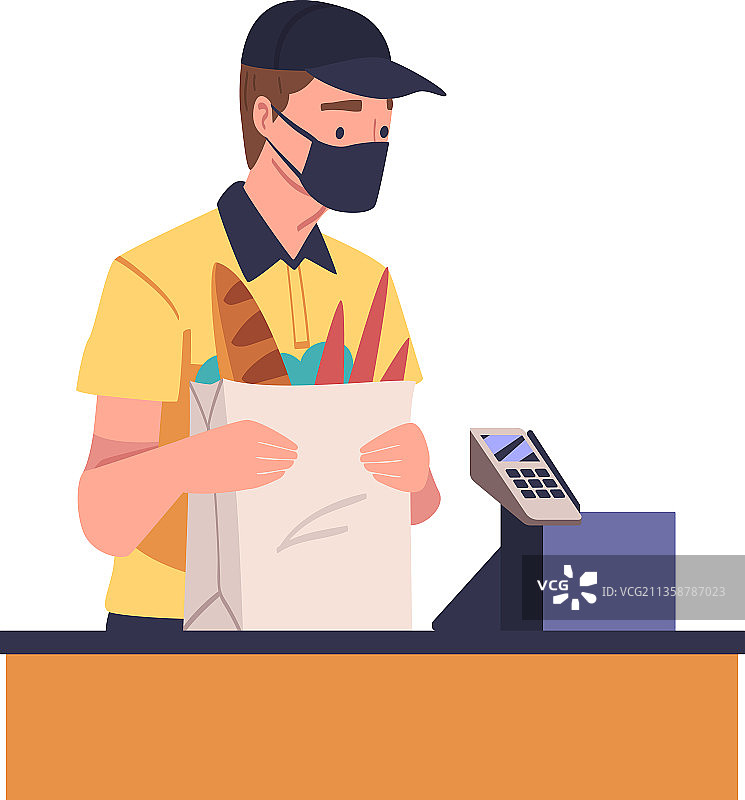 在超市或食品店的收银员图片素材