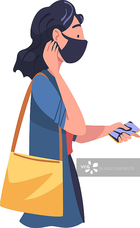 戴口罩的女人使用非接触式支付图片素材