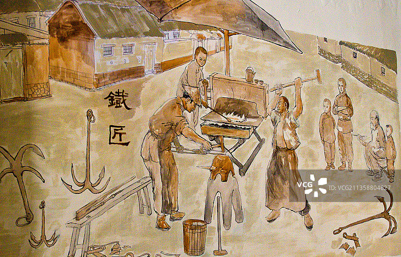 民俗壁画铁匠图片素材
