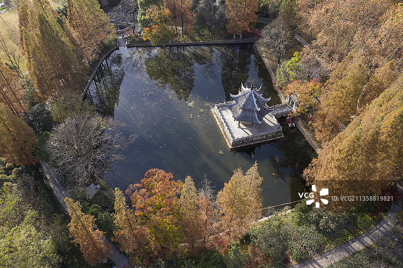 襄阳习家池风景区秋色图片素材