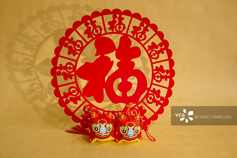 农历虎年新年春节布老虎福到图片素材