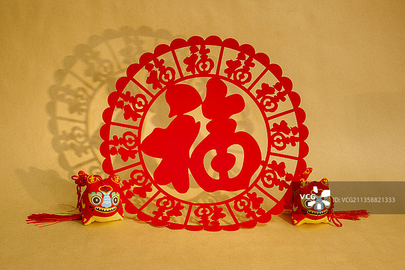 农历虎年新年春节布老虎福到图片素材