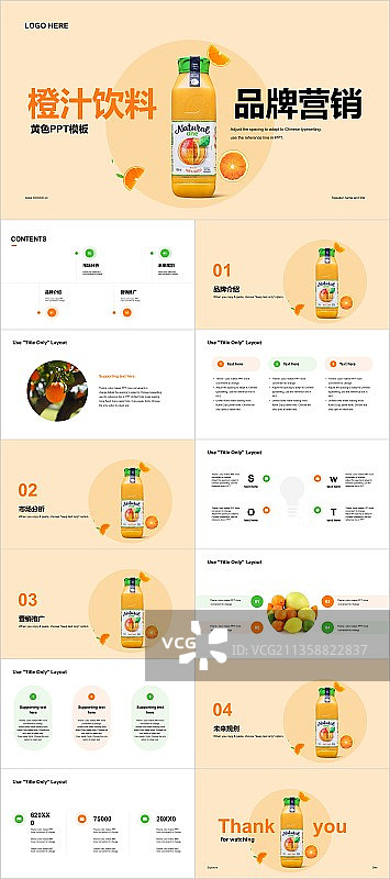 橙色商务快销餐饮零售市场营销PPT案例图片素材