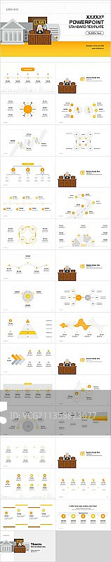 黄色简约法律法规工作总结PPT案例图片素材