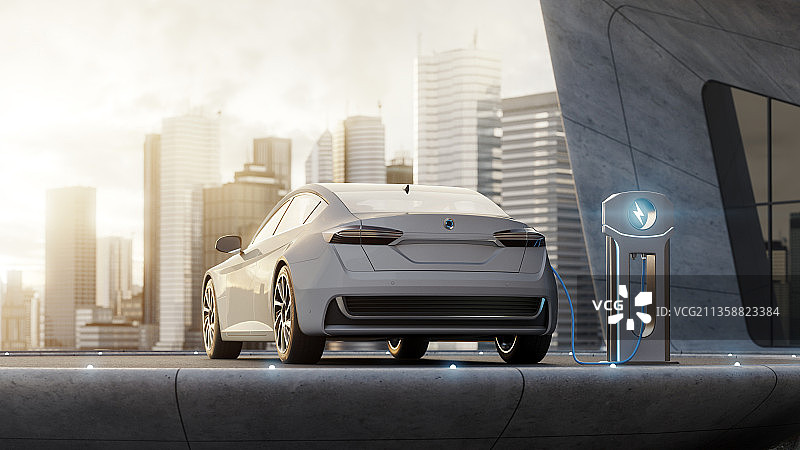 城市电动汽车充电图片素材