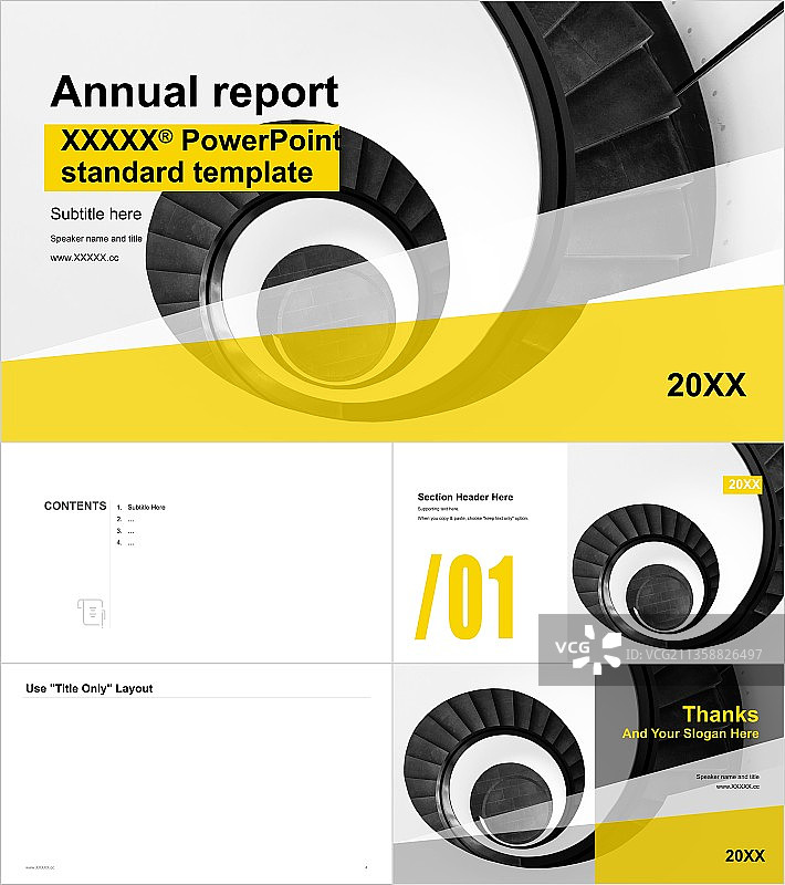 黄色创意商务几何工作总结PPT案例图片素材