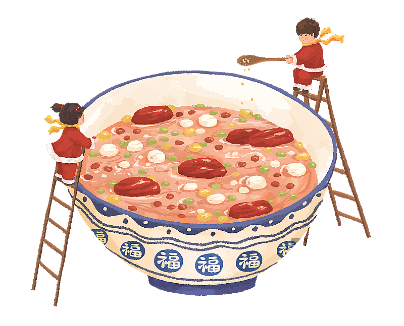 一碗腊八粥插画图素5图片素材