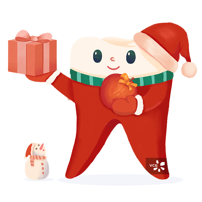 牙齿拟人化 拿着礼物图片素材