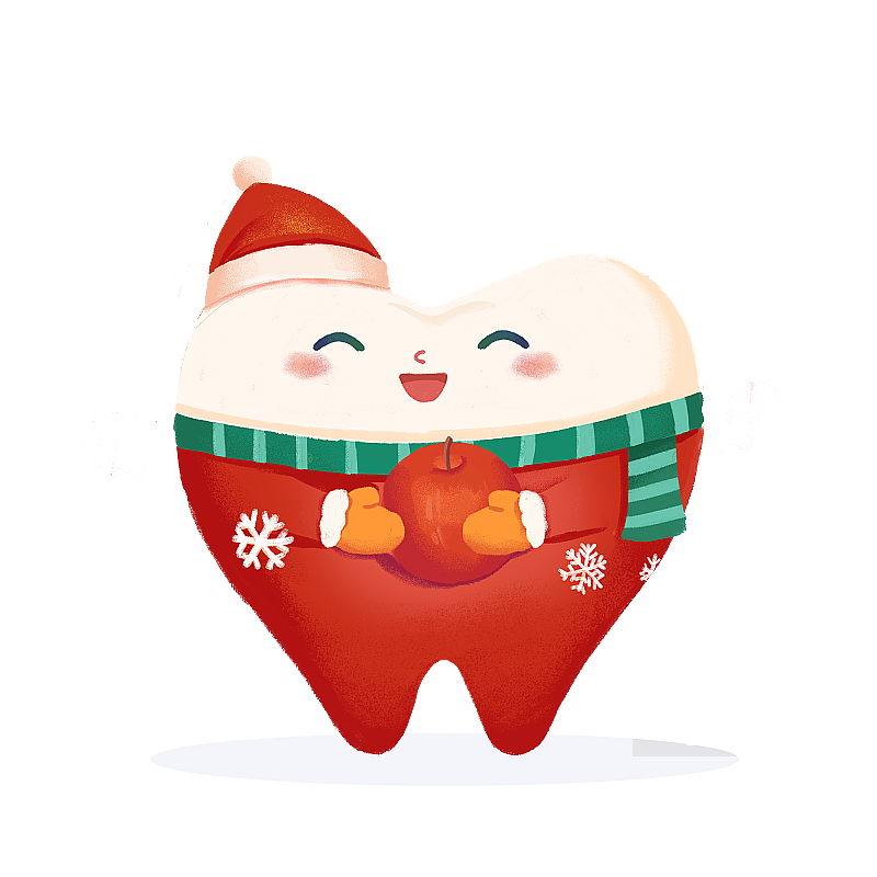 牙齿拟人化 拿着苹果图片素材