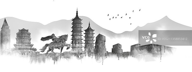 宿迁城市建筑插画图片素材