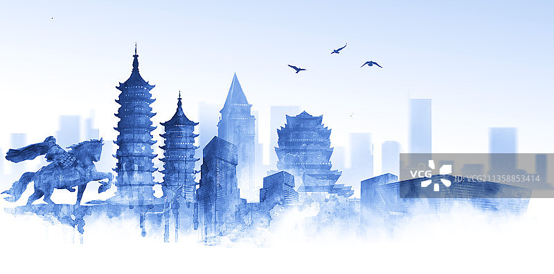 宿迁城市建筑插画图片素材