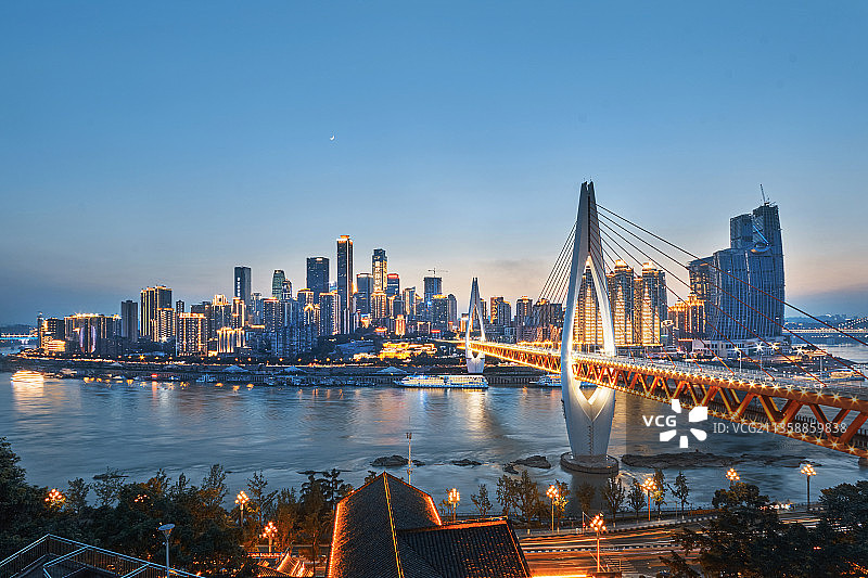 重庆东水门长江大桥夜景图片素材