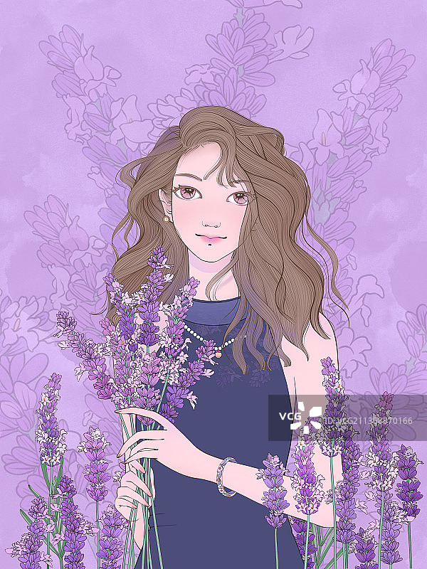 薰衣草少女图片素材