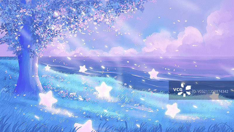 唯美，治愈，少女，浪漫，幻想，插画图片素材