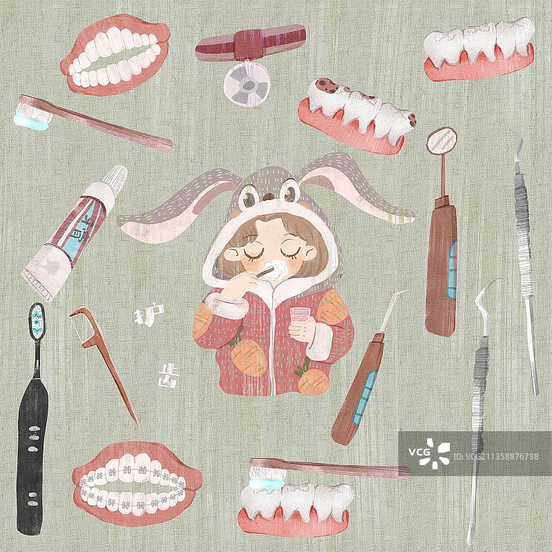 可爱风格护齿插画图片素材