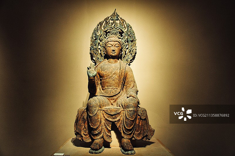 西安博物院唐代铁佛图片素材