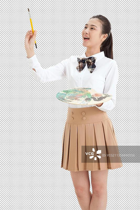 一个中学女生作画图片素材