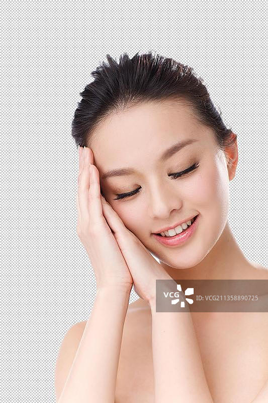 东方青年女人妆面图片素材