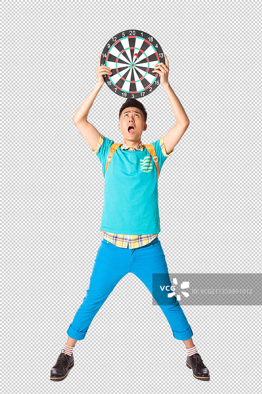 拿着圆靶的学生图片素材