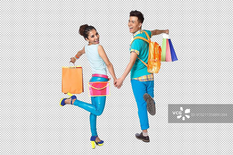 时尚的青年人购物图片素材