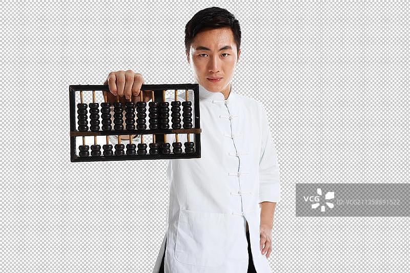 青年男人拿着算盘图片素材