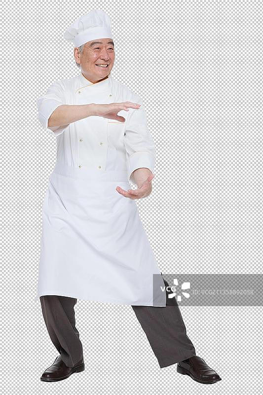 兴奋的老年男人穿着厨师服图片素材