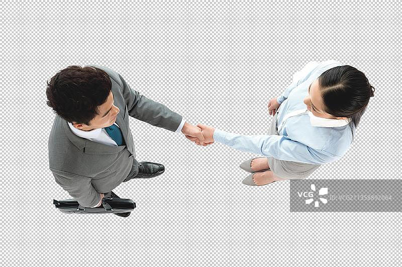 商务青年男人和女人握手图片素材