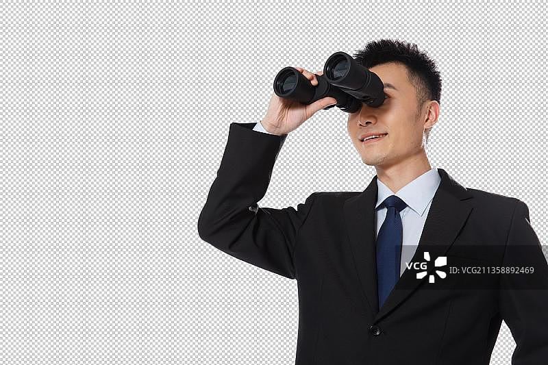 商务男人使用望远镜图片素材