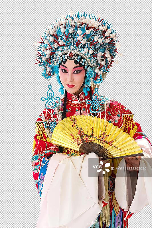 女京剧表演者拿着折扇图片素材