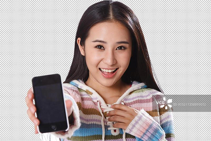 青春活力的年轻女孩拿着手机图片素材