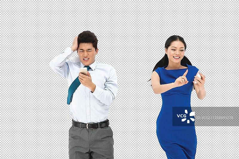 商务男人和女人拿着手机图片素材