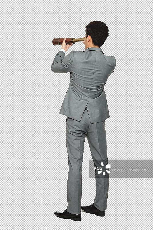 商务青年男人拿着望远镜图片素材