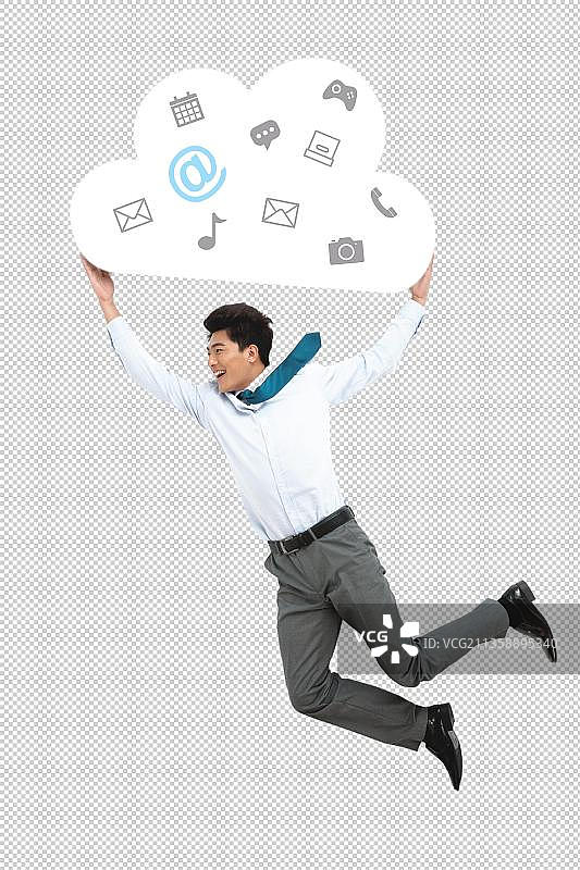 商务男人托着云共享图片素材