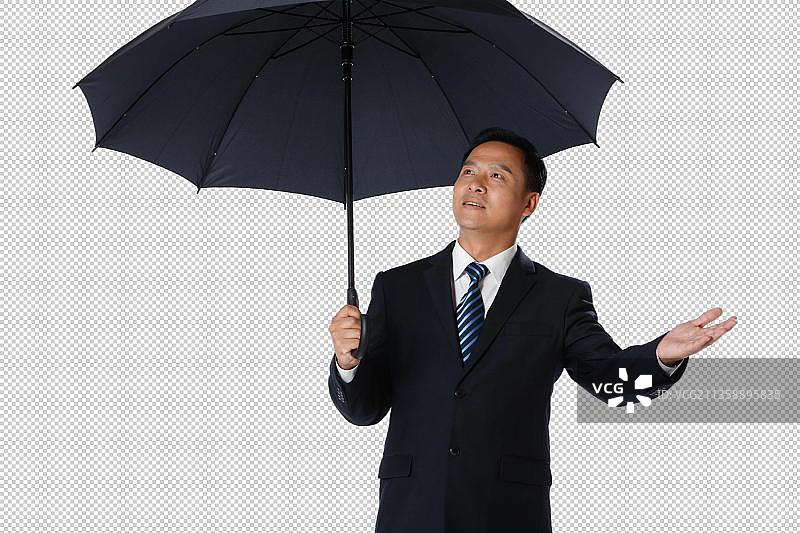 商务男人打着雨伞图片素材