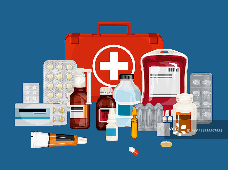 医疗保健药物扁平风格背景图片素材