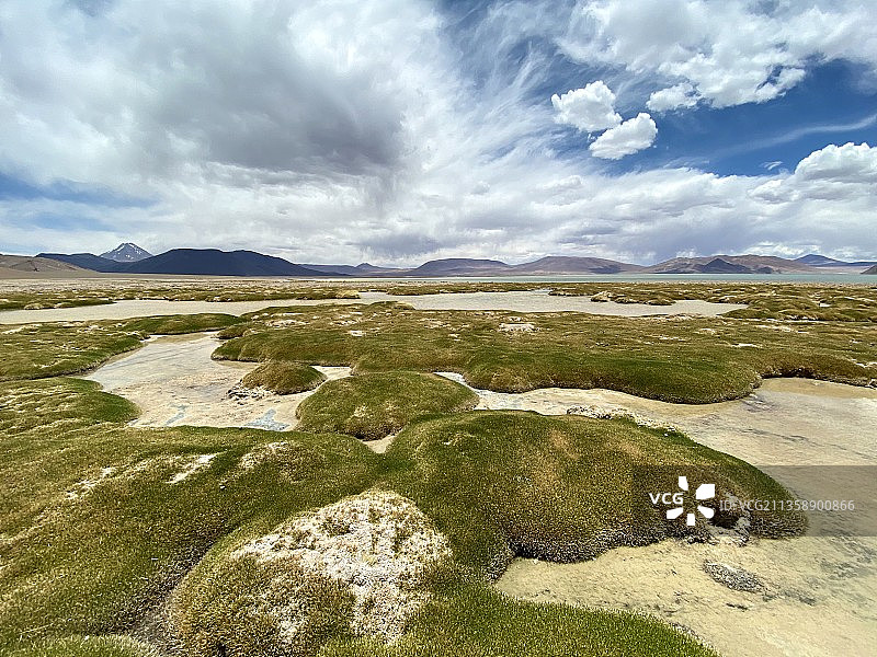 智利安托法加斯塔阿塔卡马沙漠天空下的土地风光图片素材