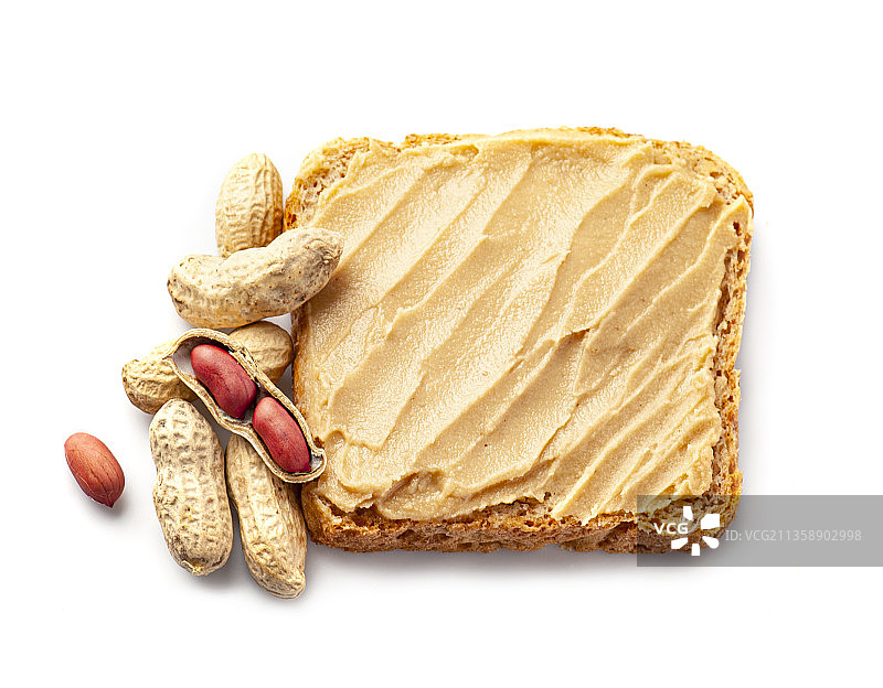 白色背景下的面包特写图片素材