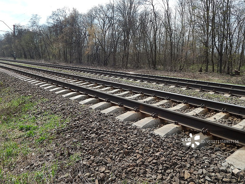 铁路轨道高角度视图图片素材