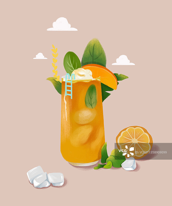 食物插画-香橙冰沙图片素材