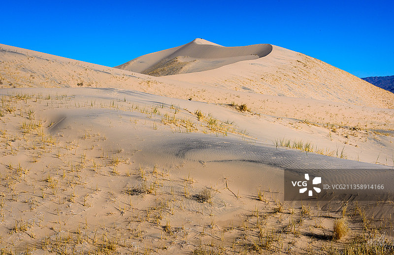 晴朗的蓝天衬托下的沙漠风景图片素材