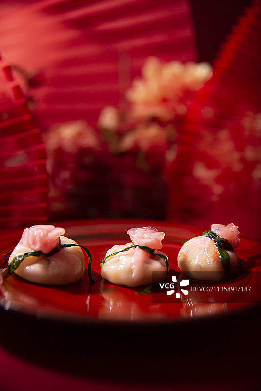 春节美食系列花开富贵，面食点心福袋静物图片素材
