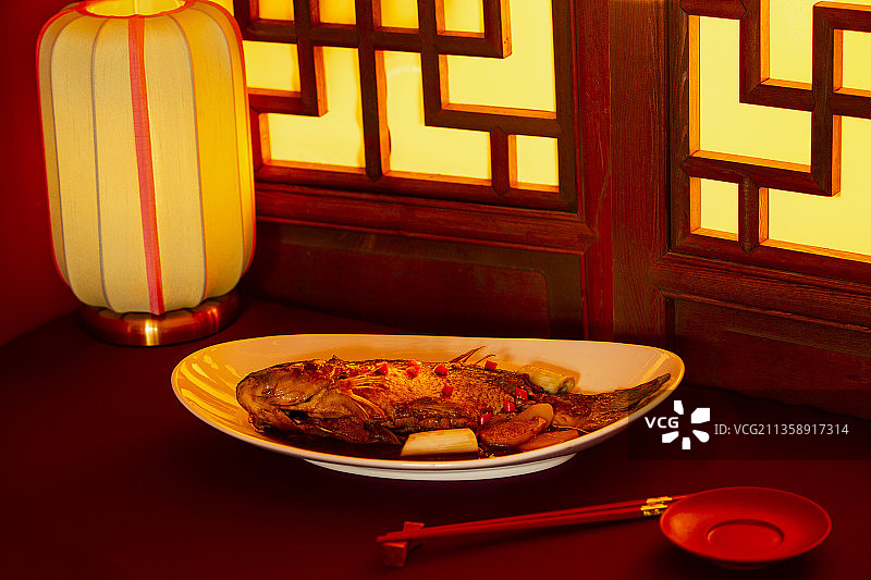 春节美食系列，红烧鲤鱼静物图片素材