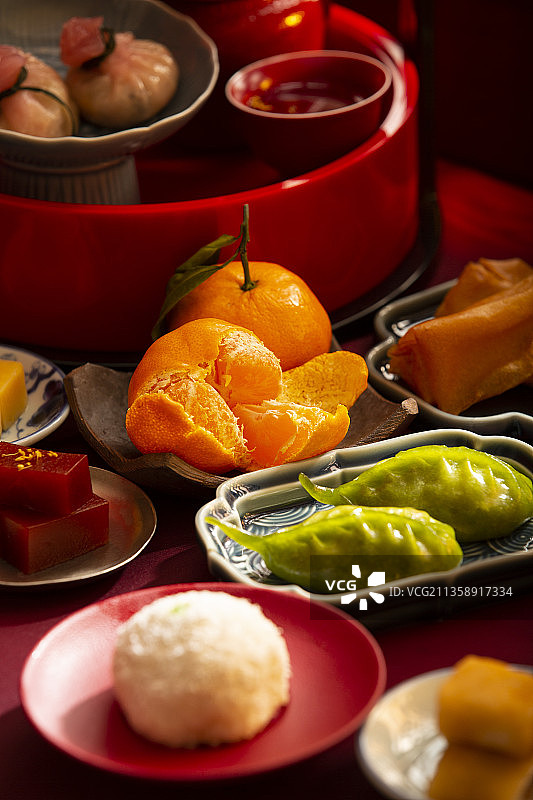 春节系列点心和水果静物图片素材