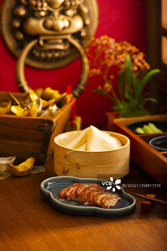 春节美食系列招财进宝，北京烤鸭静物图片素材