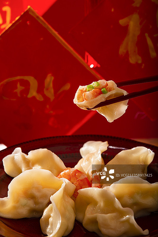 春节美食系列五福临门，饺子静物图片素材