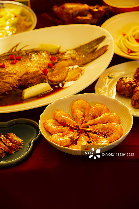 春节年夜饭特写静物图片素材