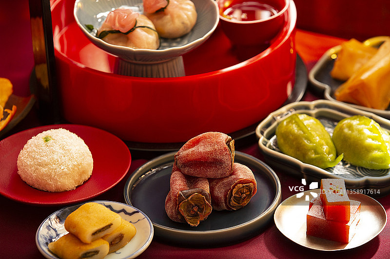 春节系列点心和水果静物图片素材