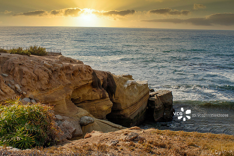 美国拉霍亚日落时分海天一色美景图片素材