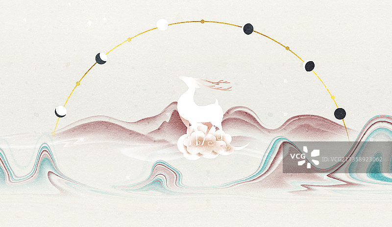 敦煌壁画白鹿神话传说插画图片素材